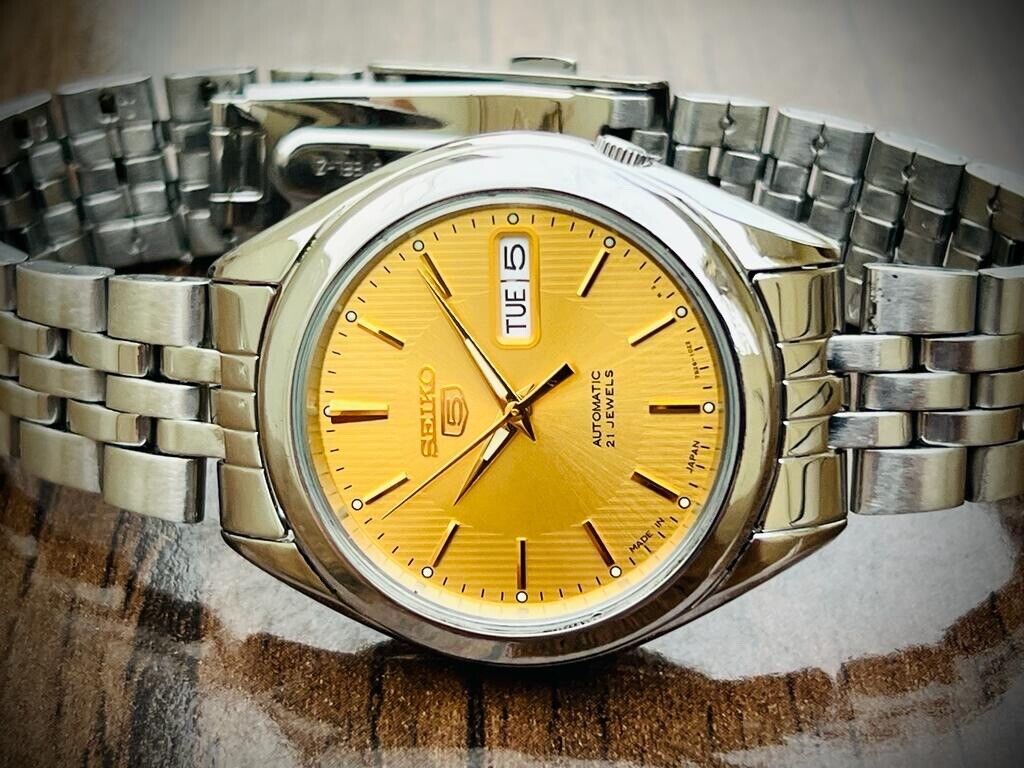 Seiko 5 Automatic 21 Jewels Gold Dial, 7S26-03V0 37mm Men’s Watch
