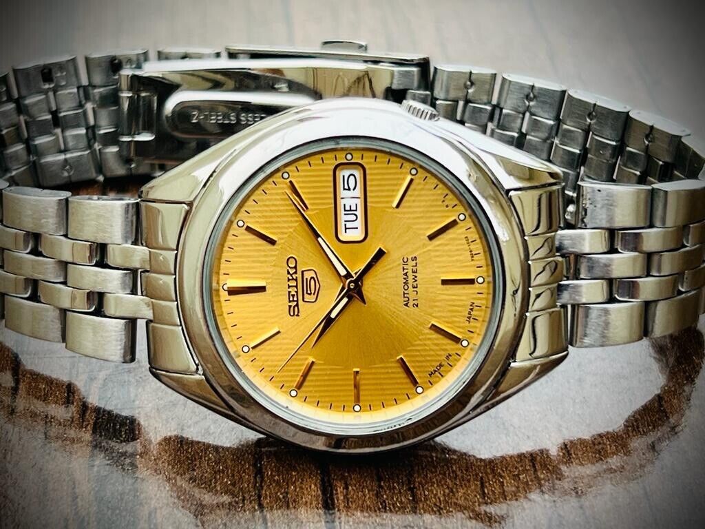 Seiko 5 Automatic 21 Jewels Gold Dial, 7S26-03V0 37mm Men’s Watch