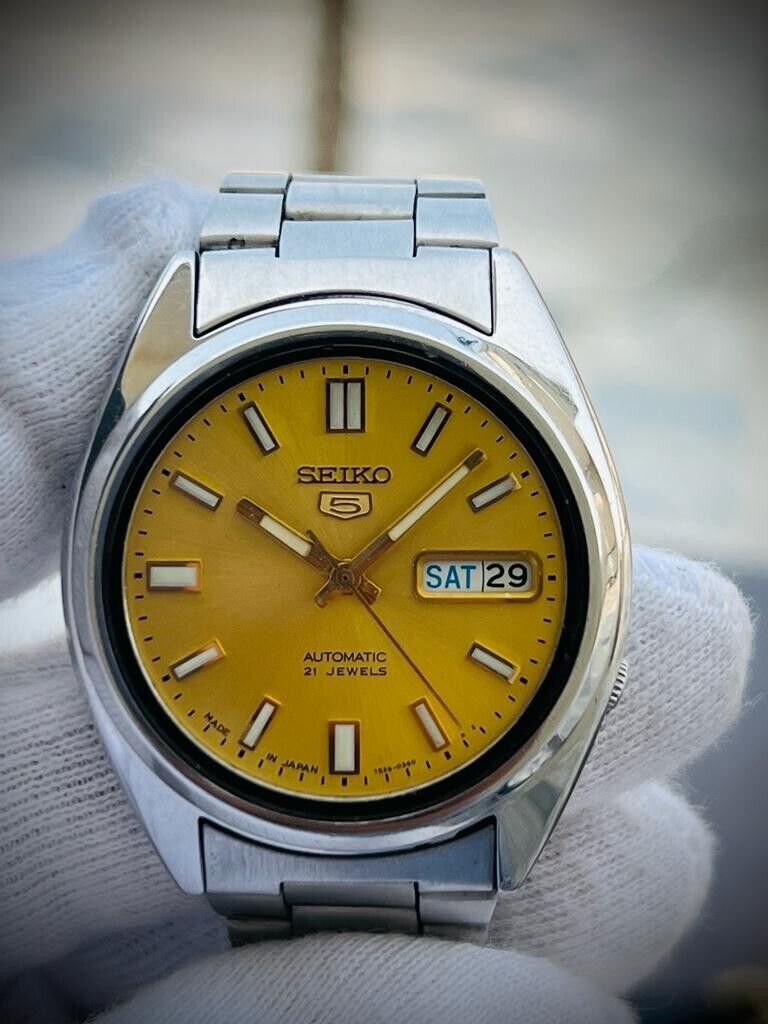 Seiko 5 Automatic 21 Jewels Gold Dial Ref:7S26-0480, Japan 37mm - Grab A Watch Co