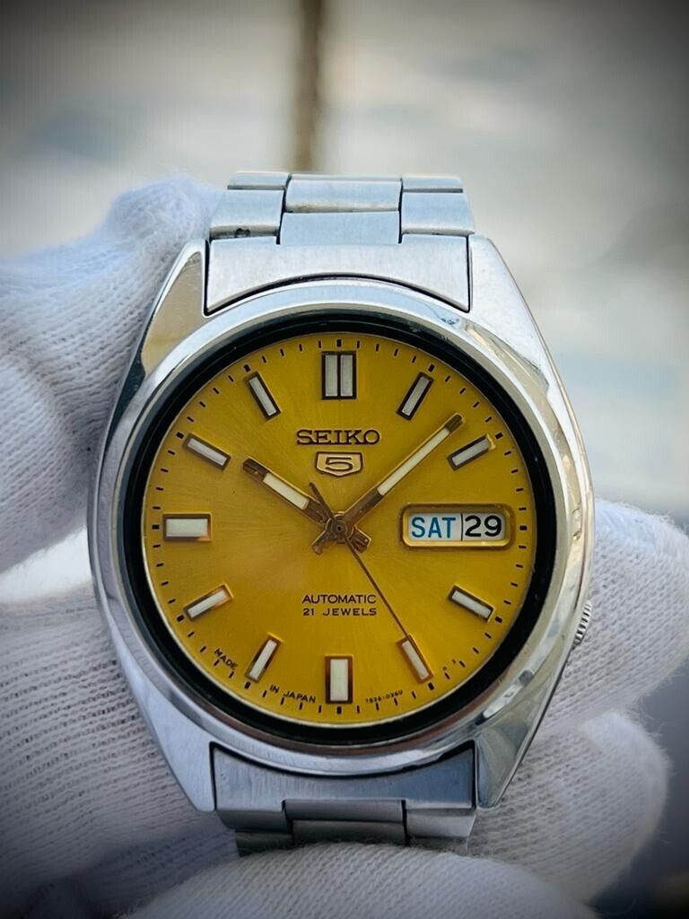 Seiko 5 Automatic 21 Jewels Gold Dial Ref:7S26-0480, Japan 37mm - Grab A Watch Co