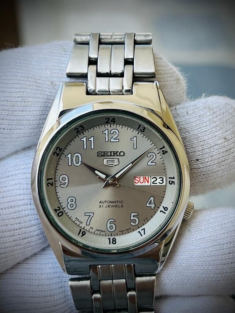 Seiko 5 Automatic 21 Jewels Grey Railway Dial, 7S26-02C0 Mens Watch, 35mm #465