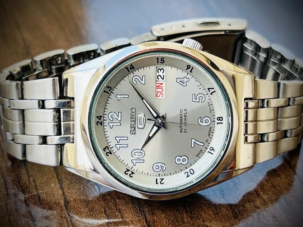 Seiko 5 Automatic 21 Jewels Grey Railway Dial, 7S26-02C0 Mens Watch, 35mm #465