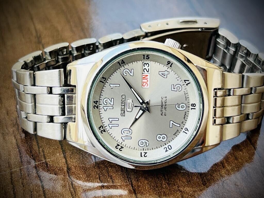 Seiko 5 Automatic 21 Jewels Grey Railway Dial, 7S26-02C0 Mens Watch, 35mm #465