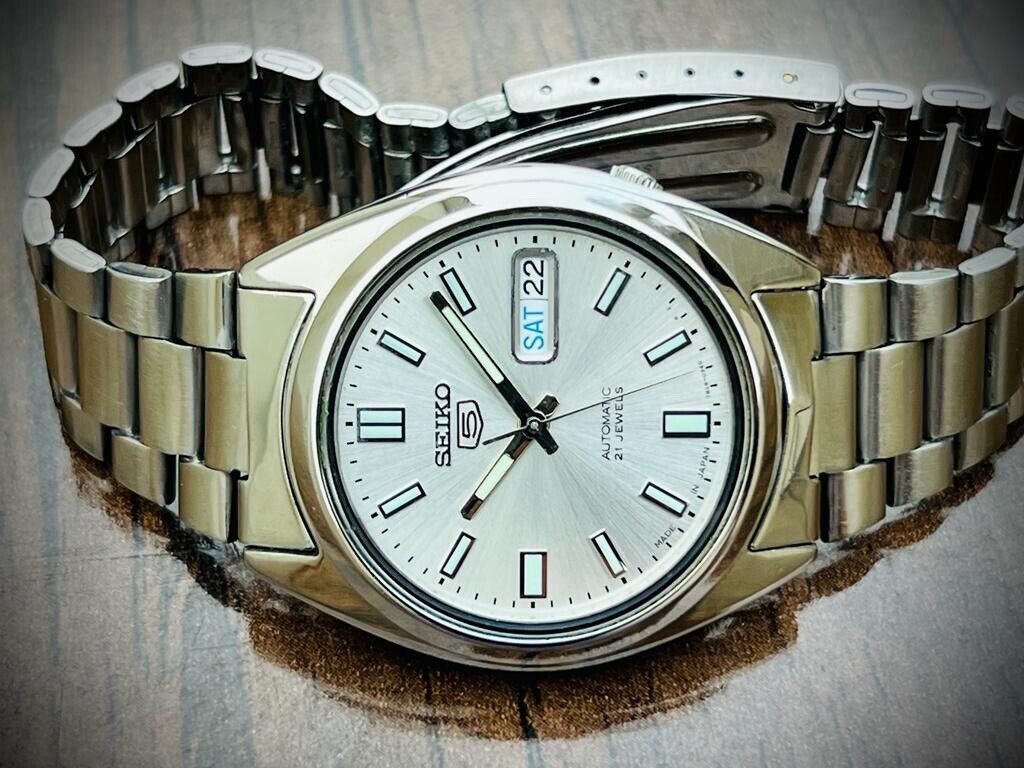 Seiko 5 Automatic 21 Jewels Silver Dial, 7S26-0480 36mm Men’s Watch - Grab A Watch Co