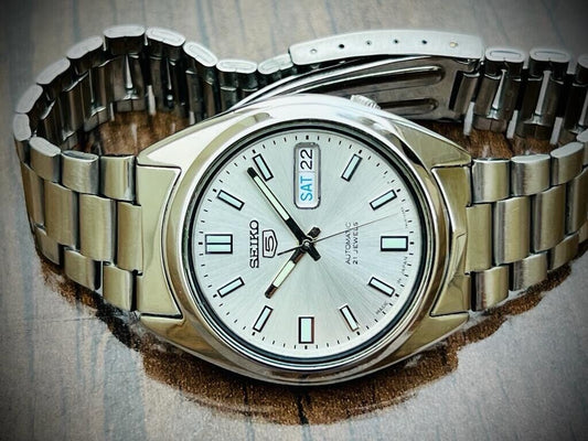 Seiko 5 Automatic 21 Jewels Silver Dial, 7S26-0480 36mm Men’s Watch - Grab A Watch Co