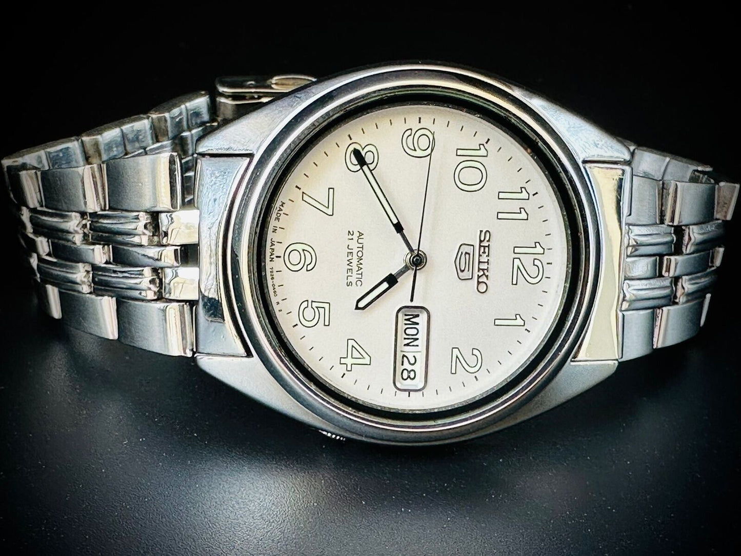 Seiko 5 Automatic 21 Jewels White Dial, 7S26 0180, 36mm, Mens Watch - Grab A Watch Co