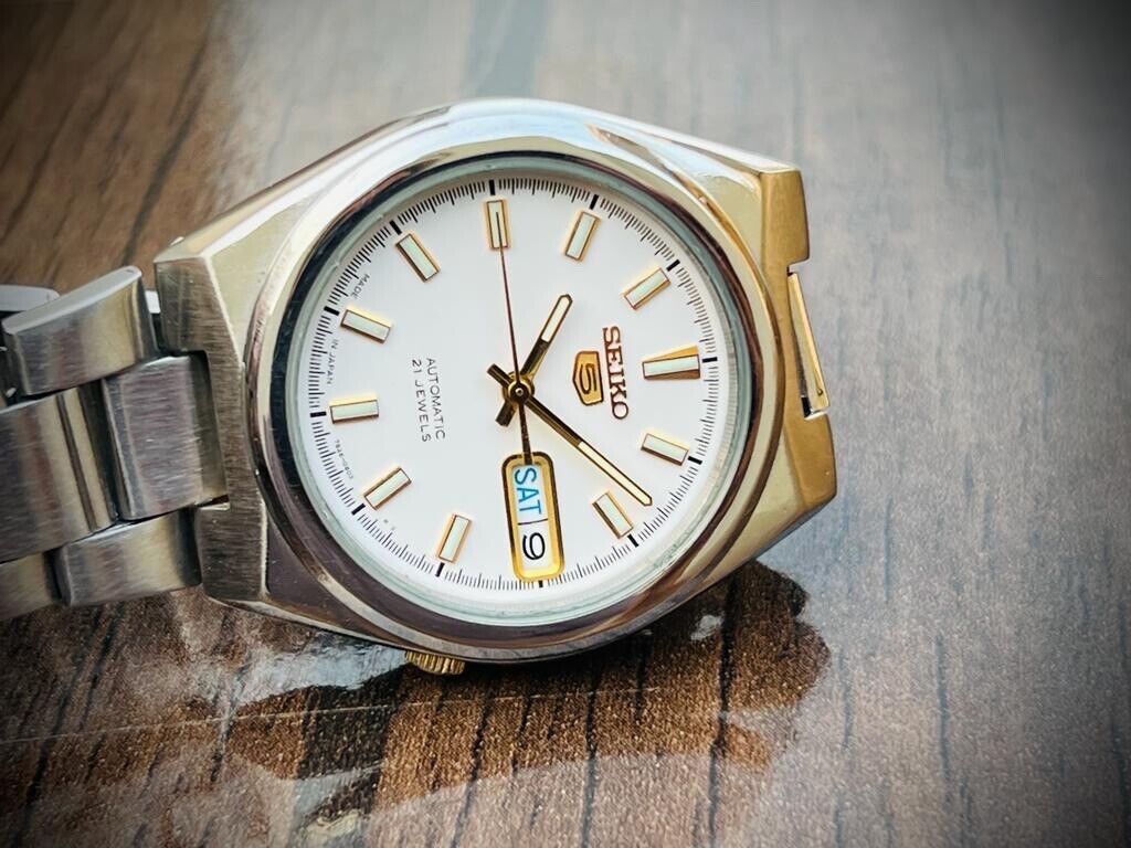 Seiko 5 Automatic 21 Jewels White Dial, 7S26-02S0 37mm Men’s Watch