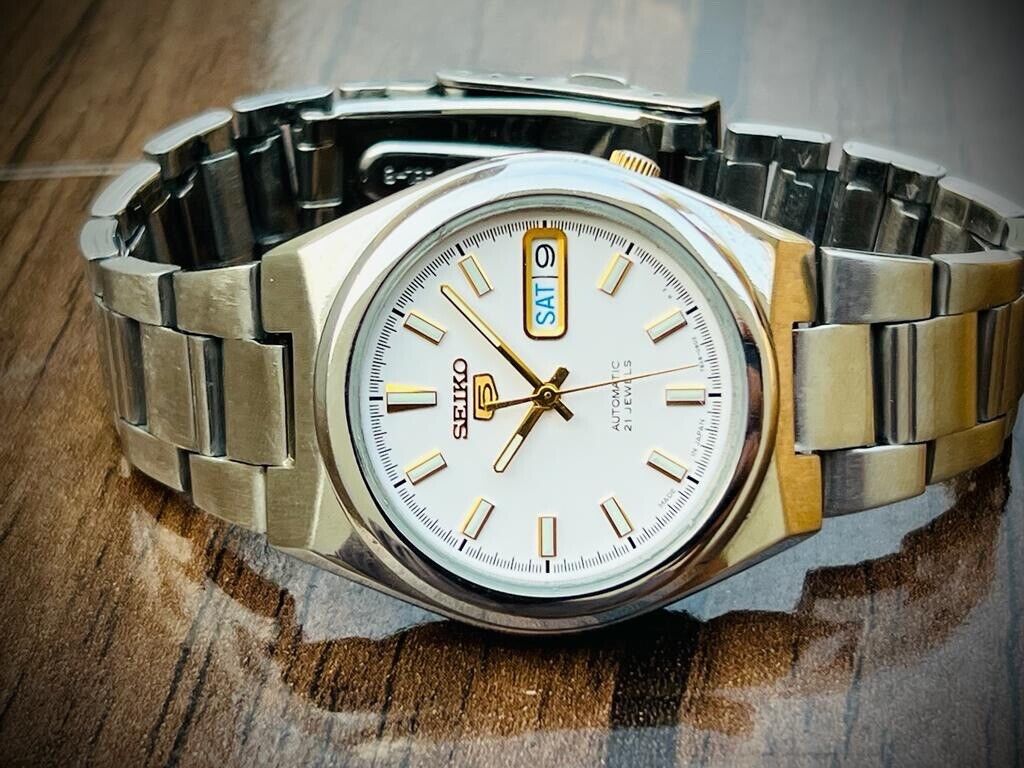 Seiko 5 Automatic 21 Jewels White Dial, 7S26-02S0 37mm Men’s Watch