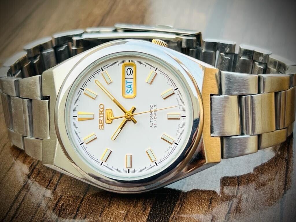 Seiko 5 Automatic 21 Jewels White Dial, 7S26-02S0 37mm Men’s Watch