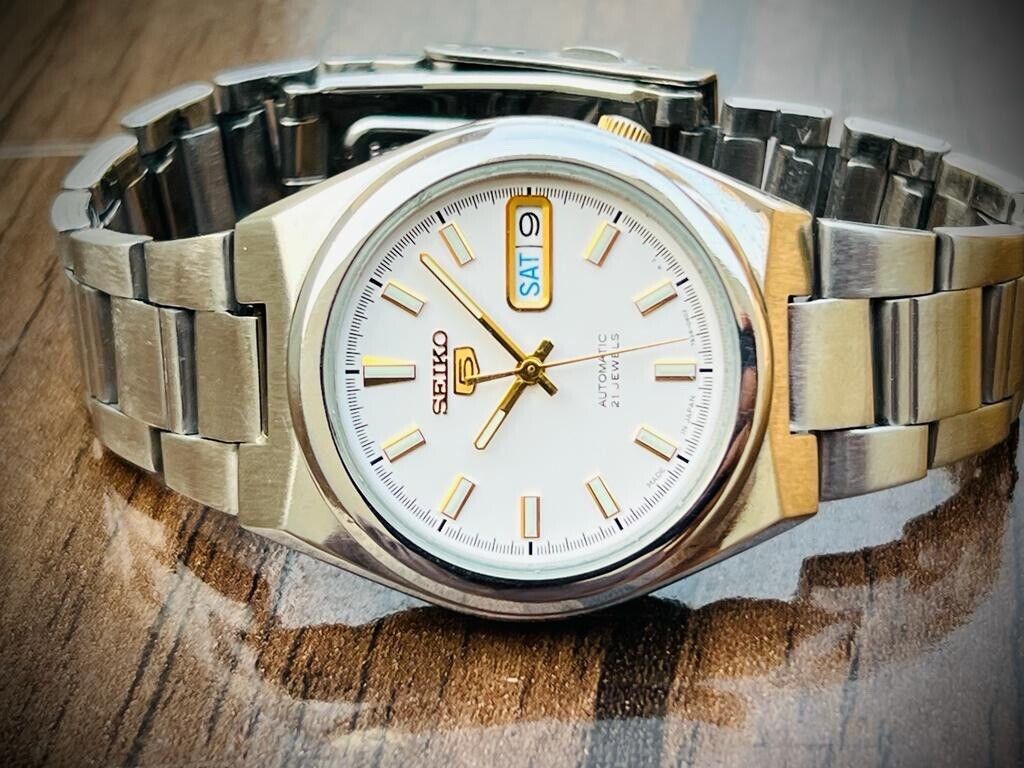 Seiko 5 Automatic 21 Jewels White Dial, 7S26-02S0 37mm Men’s Watch