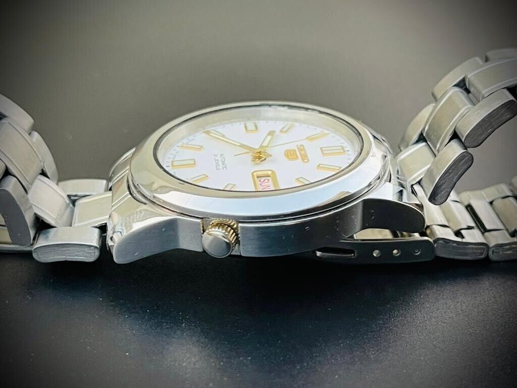 Seiko 5 Automatic 21 Jewels White Dial, 7S26 02W0, 38mm Gents Watch - Grab A Watch Co