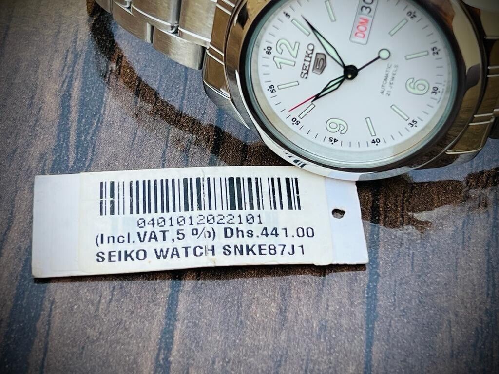 Seiko 5 Automatic 21 Jewels White Dial, 7S26-02W0 39mm Men’s Watch With Tags - Grab A Watch Co
