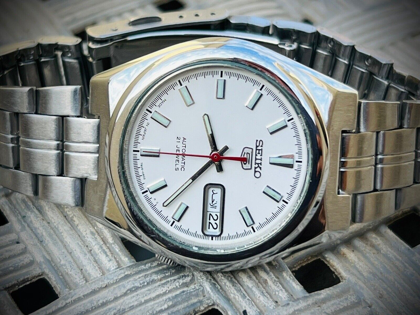 Seiko 5 Automatic 21 Jewels White Dial Ref:7S26-02S0, Japan 36mm