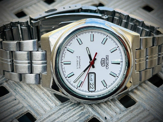 Seiko 5 Automatic 21 Jewels White Dial Ref:7S26-02S0, Japan 36mm