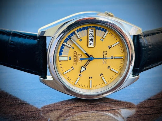 Seiko 5 Automatic 21 Jewels Yellow Racer Dial, 7S26-0550 37mm Men’s Watch