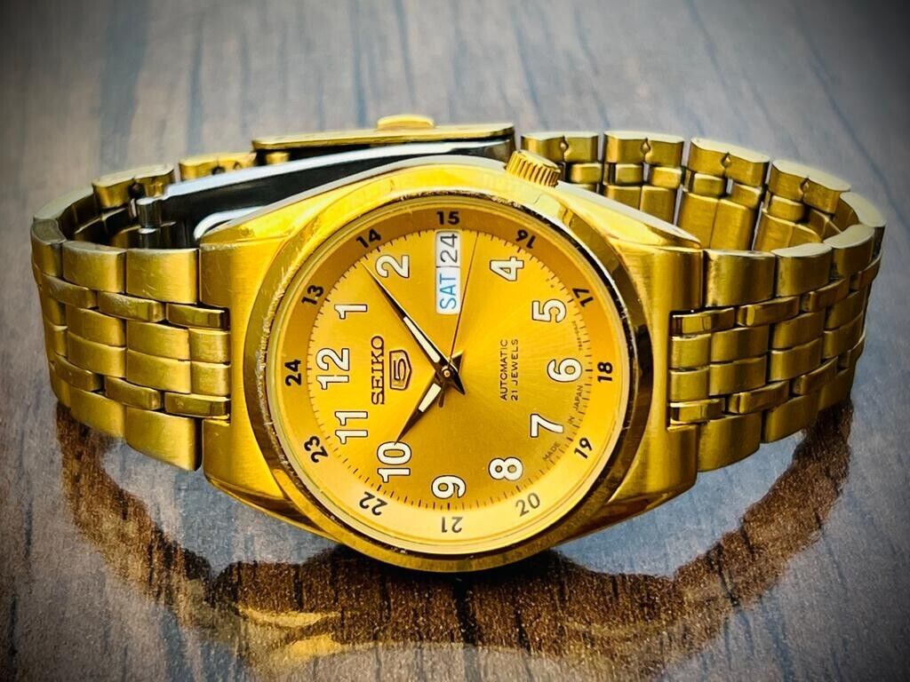 Seiko 5 Automatic All Gold Plated 21 Jewels 36mm 7s26-02c0 Japan Made