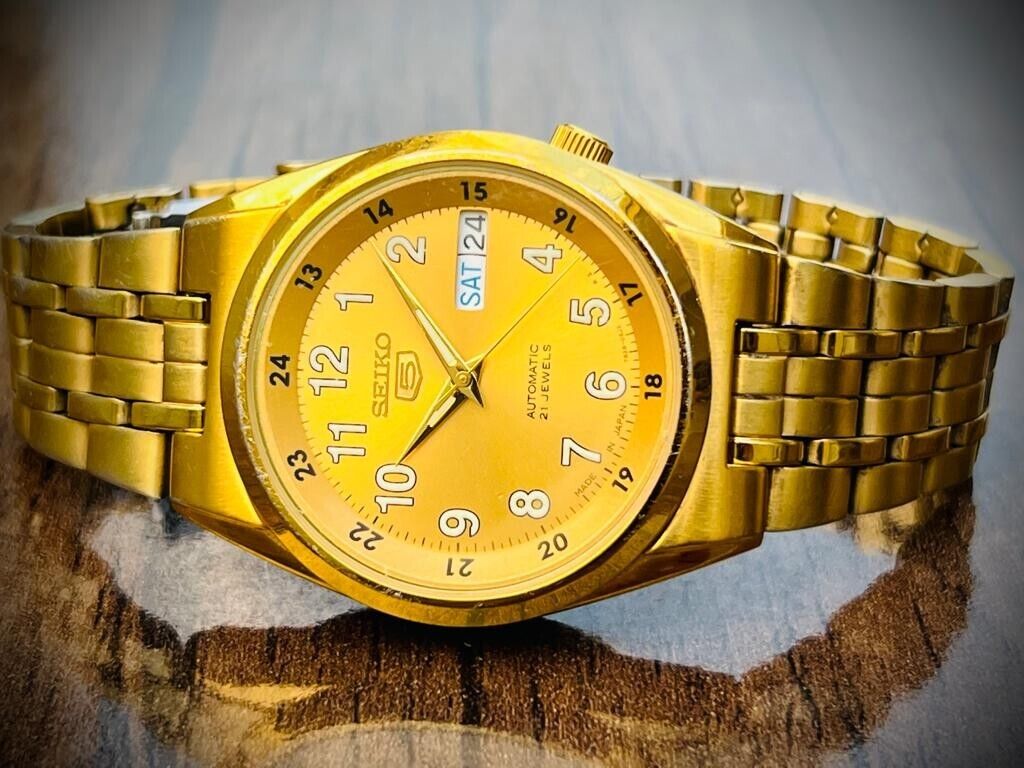 Seiko 5 Automatic All Gold Plated 21 Jewels 36mm 7s26-02c0 Japan Made