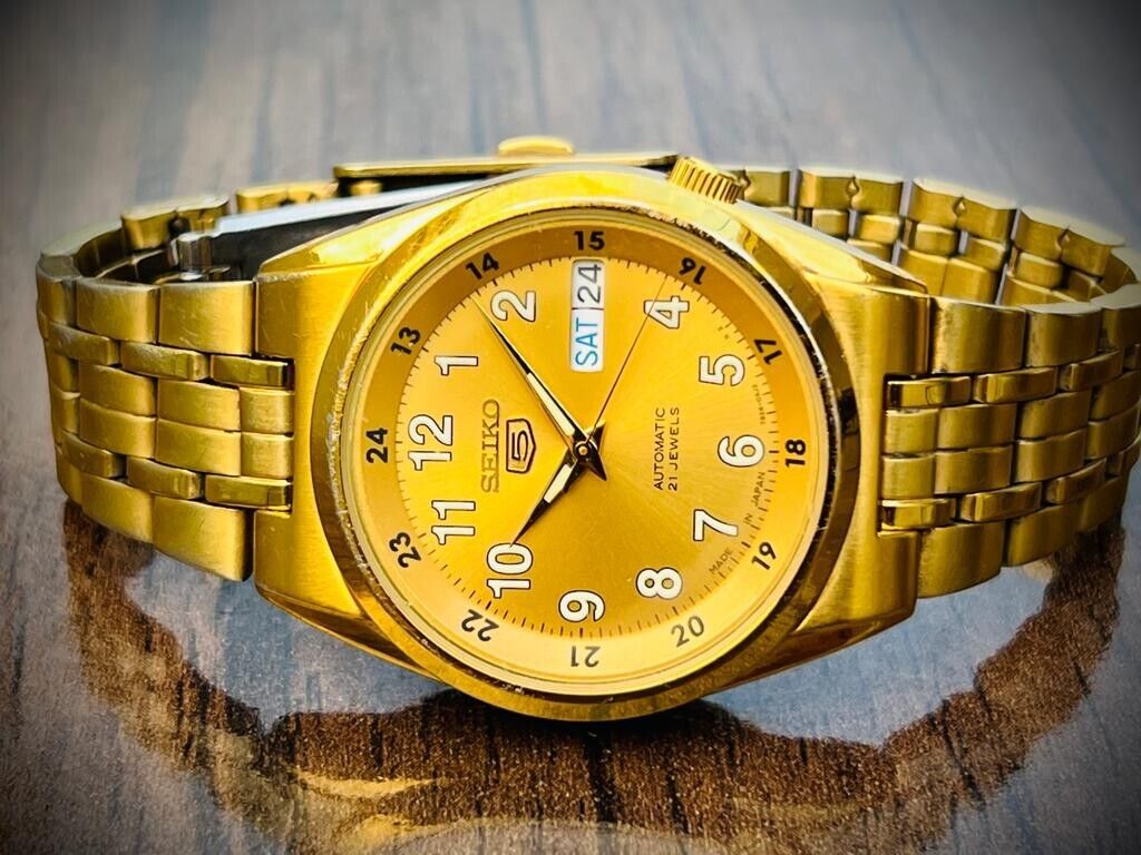 Seiko 5 Automatic All Gold Plated 21 Jewels 36mm 7s26-02c0 Japan Made