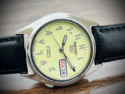 Seiko 5 Automatic Arabic Radium Dial, 7S26 00X0, 34mm Gents Watch - Grab A Watch Co