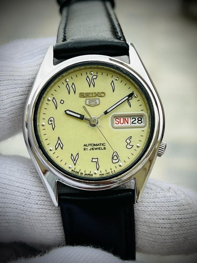 Seiko 5 Automatic Arabic Radium Dial, 7S26 00X0, 34mm Gents Watch - Grab A Watch Co