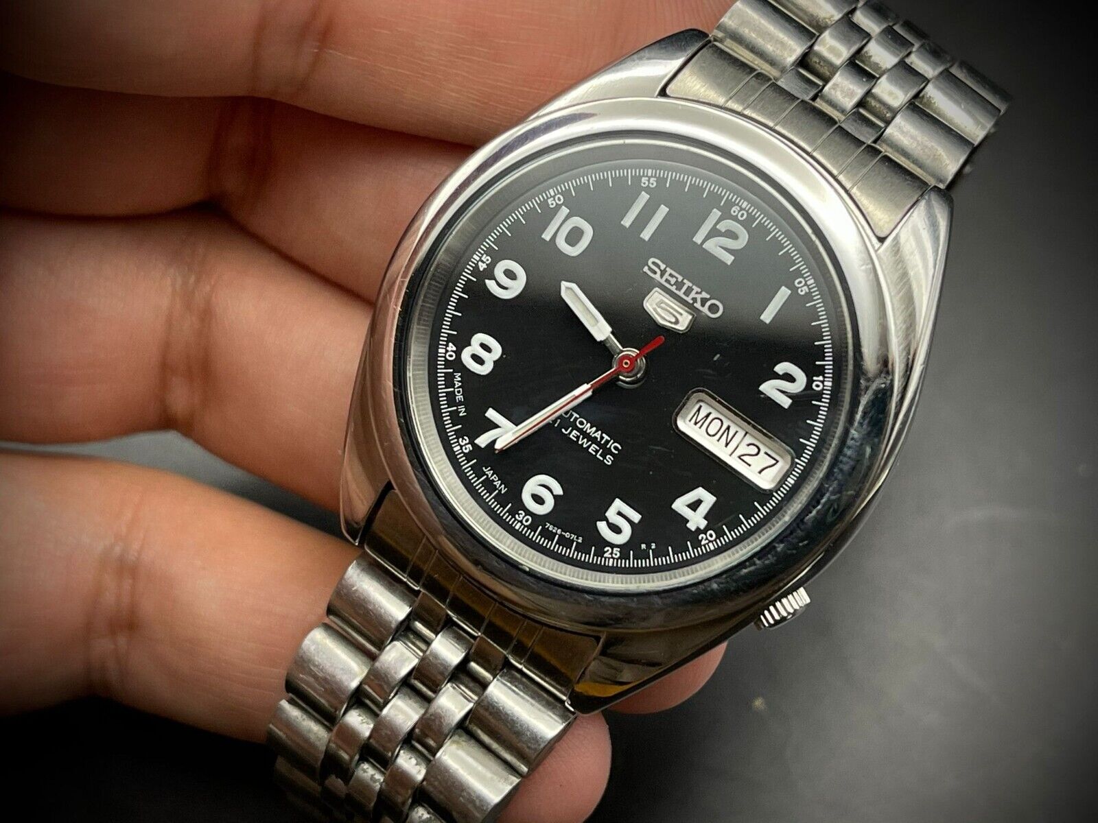 Seiko 5 Automatic Black Dial 21 Jewels 38mm 7s26 00x0 Japan Made - Grab A Watch Co