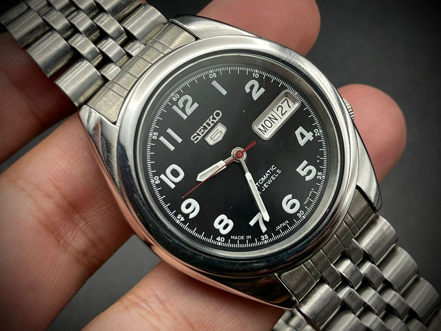 Seiko 5 Automatic Black Dial 21 Jewels 38mm 7s26 00x0 Japan Made - Grab A Watch Co