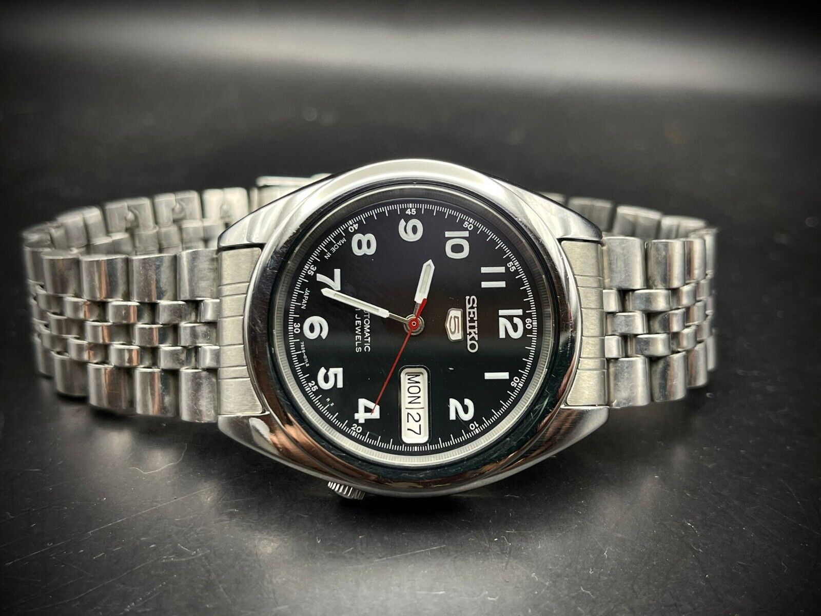 Seiko 5 Automatic Black Dial 21 Jewels 38mm 7s26 00x0 Japan Made - Grab A Watch Co