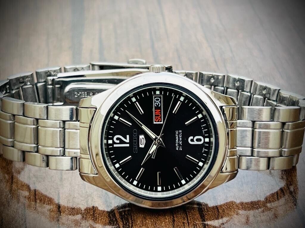 Seiko 5 Automatic Black Dial 21 Jewels 38mm 7s26 03w0 Japan Made