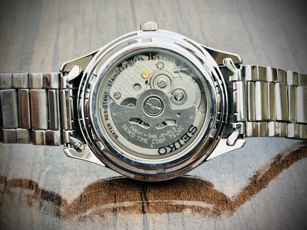 Seiko 5 Automatic Black Dial 21 Jewels 38mm 7s26 03w0 Japan Made