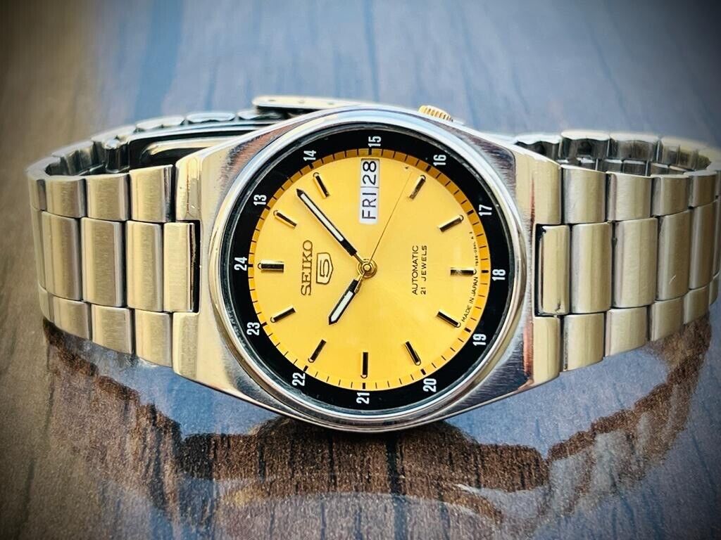 Seiko 5 Automatic Gold Dial 21 Jewels, 7S26-0530 36mm Men’s Watch, Japan made - Grab A Watch Co