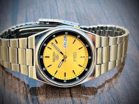 Seiko 5 Automatic Gold Dial 21 Jewels, 7S26-0530 36mm Men’s Watch, Japan made - Grab A Watch Co