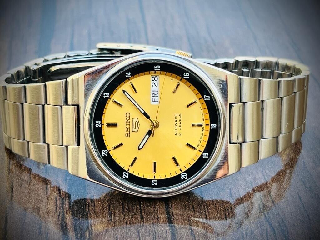 Seiko 5 Automatic Gold Dial 21 Jewels, 7S26-0530 36mm Men’s Watch, Japan made - Grab A Watch Co