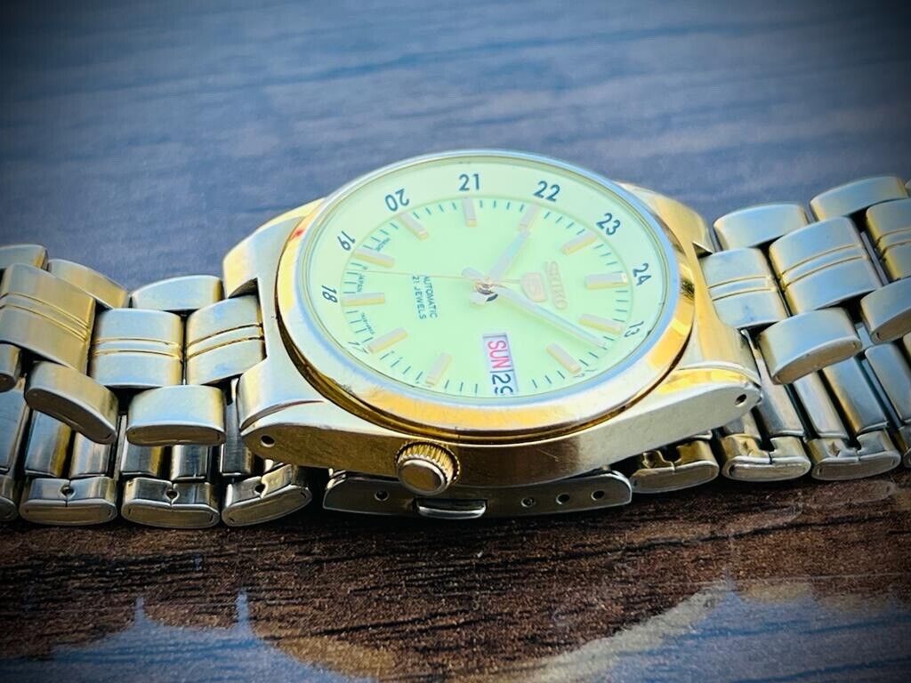 Seiko 5 Automatic Gold Plated Railway Radium Dial, 7S26-02C0 Mens Watch, 35mm - Grab A Watch Co