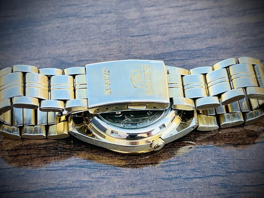 Seiko 5 Automatic Gold Plated Railway Radium Dial, 7S26-02C0 Mens Watch, 35mm - Grab A Watch Co
