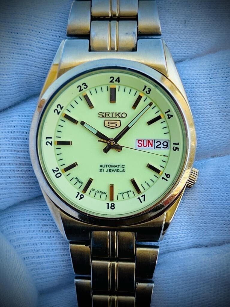 Seiko 5 Automatic Gold Plated Railway Radium Dial, 7S26-02C0 Mens Watch, 35mm - Grab A Watch Co