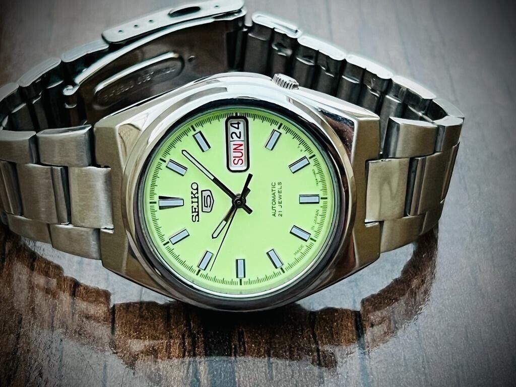 Seiko 5 Automatic Radium Dial 21 Jewels 7S26-02S0 37mm Men’s Watch, Japan Made - Grab A Watch Co