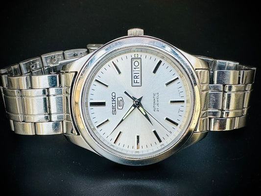 Seiko 5 Automatic White Dial 21 Jewels 38mm 7s26 03w0 Japan Made