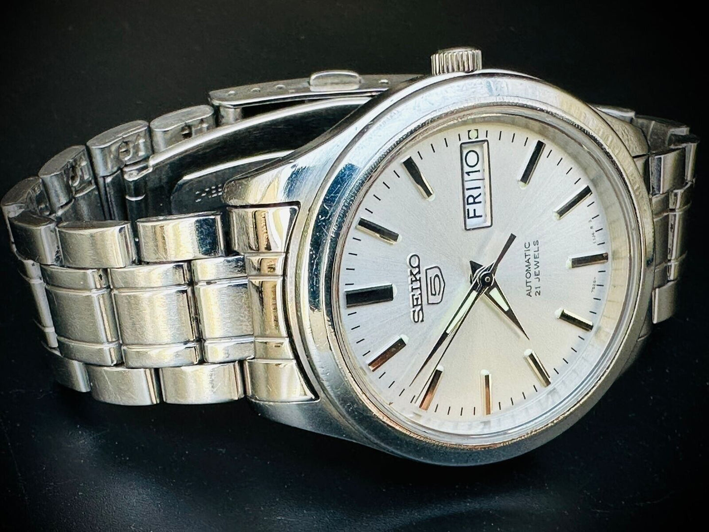 Seiko 5 Automatic White Dial 21 Jewels 38mm 7s26 03w0 Japan Made