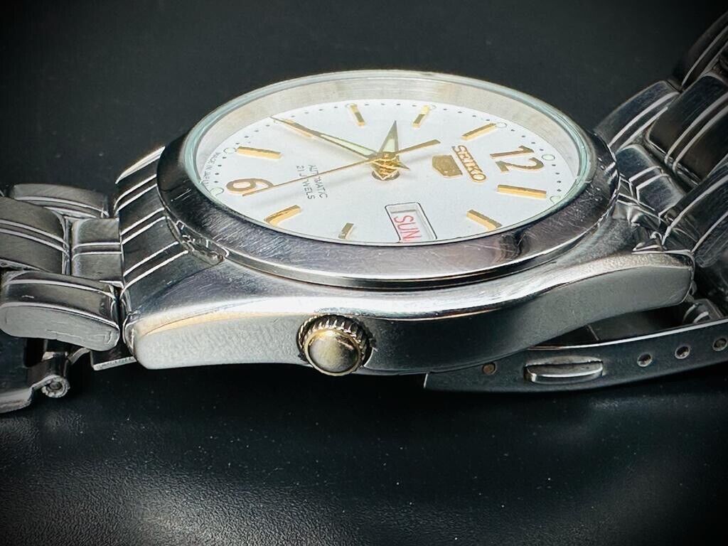 Seiko 5 Automatic white dial 21 Jewels 38mm Ref 7s26/03B0 Made in Japan - Grab A Watch Co