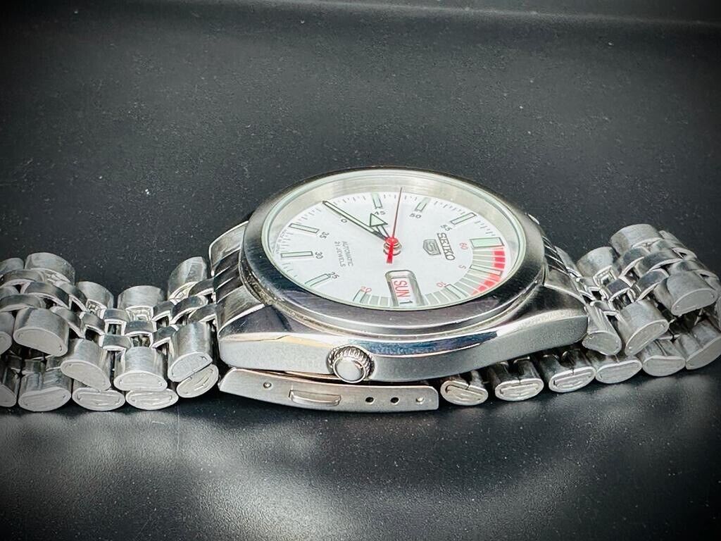 Seiko 5 Automatic White Racer Dial 21 Jewels 7s26 00x0 Made in Japan 38mm - Grab A Watch Co