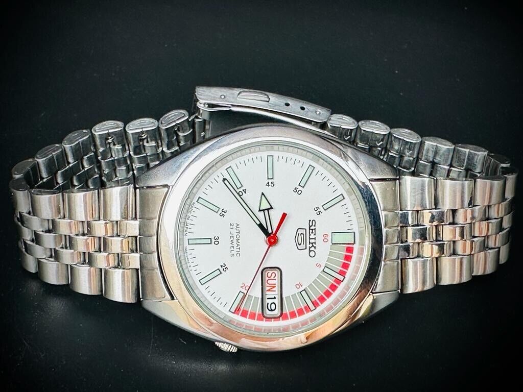 Seiko 5 Automatic White Racer Dial 21 Jewels 7s26 00x0 Made in Japan 38mm - Grab A Watch Co