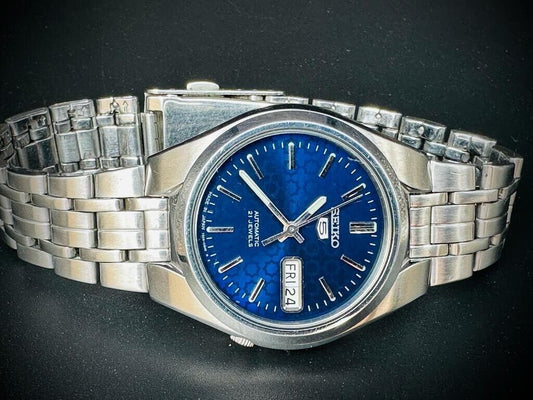 Seiko 5 Blue dial 21 Jewels Automatic Mens Watch 7s26 01R0 38mm Made In Japan