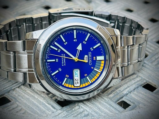 Seiko 5 Blue Racer Automatic 21 Jewels 40mm Ref: 7S26-02W0 Made in Japan - Grab A Watch Co