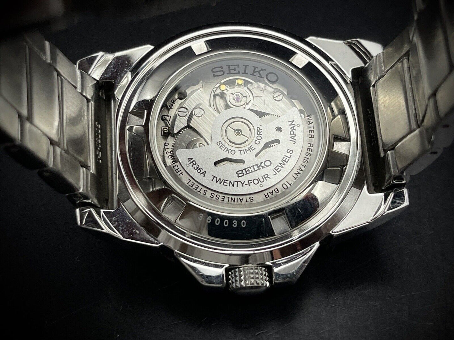 Seiko 5 Sports 100m 4R36-02T0 Monster Black Dial,  Automatic Gents Watch Genuine