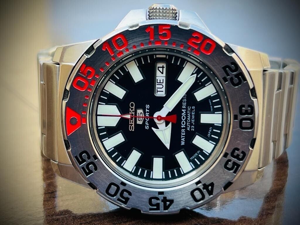 Seiko 5 Sports 100m 4R36-03D0 Monster Automatic Mens Watch, Box&Papers 42mm