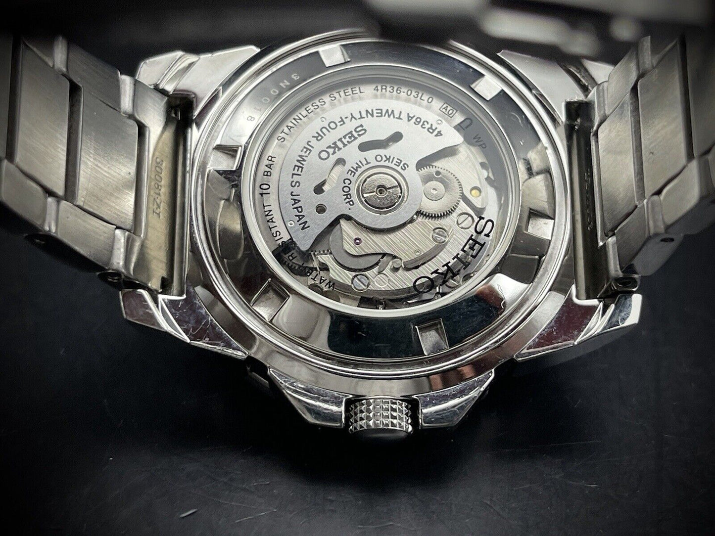 Seiko 5 Sports 100m 4R36-03L0 Monster Black Dial,  Automatic Gents Watch Genuine