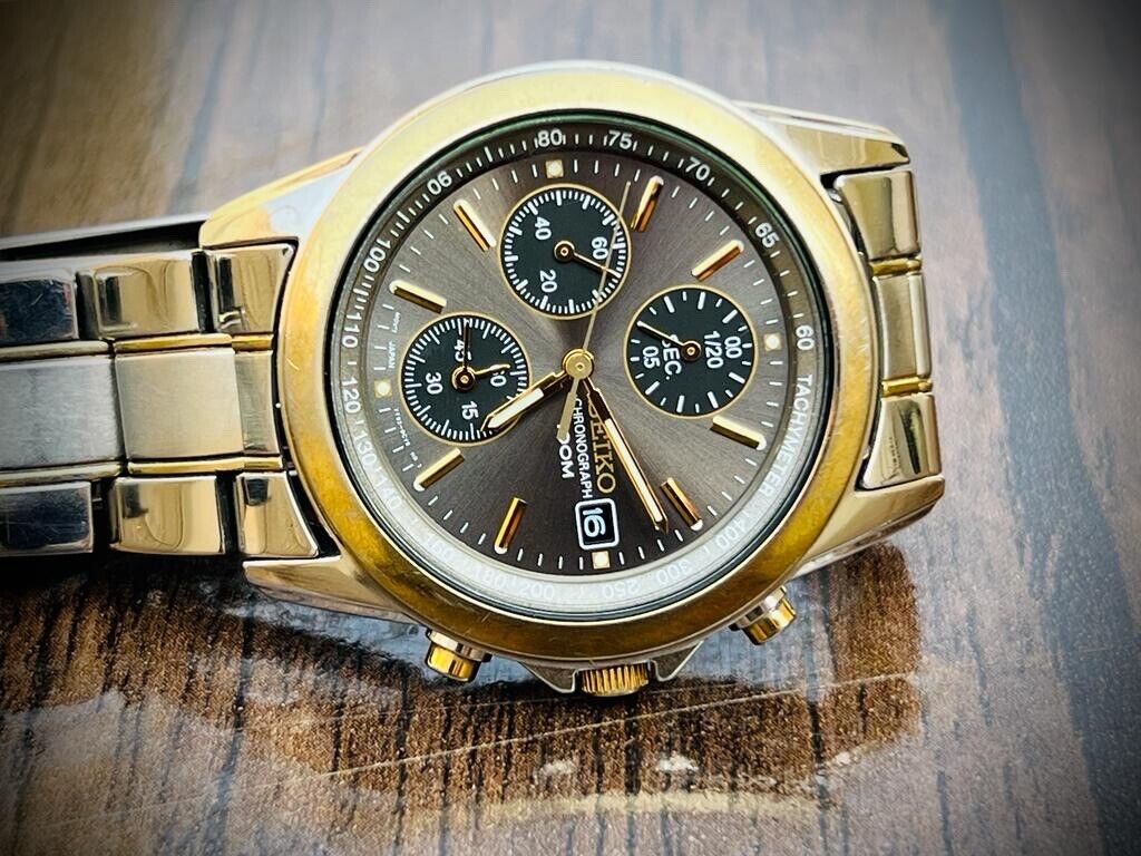 Seiko Chronograph 100m Quartz Mens Watch Japan Made 7T92-0cw0, Beautiful - Grab A Watch Co