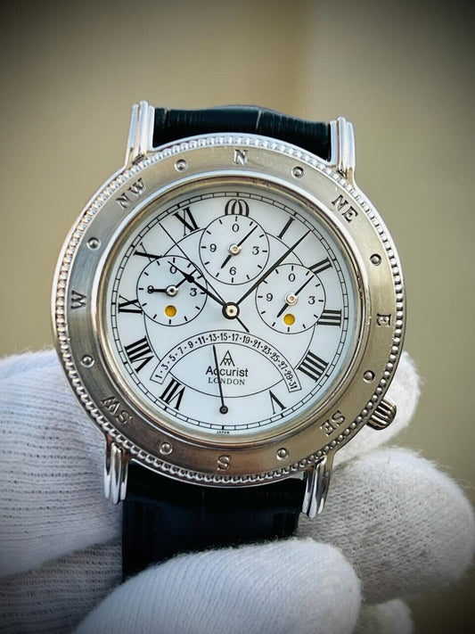 Vintage Accurist London Mens Watch, Triple Calendar 39mm Mens Watch, Classic - Grab A Watch Co