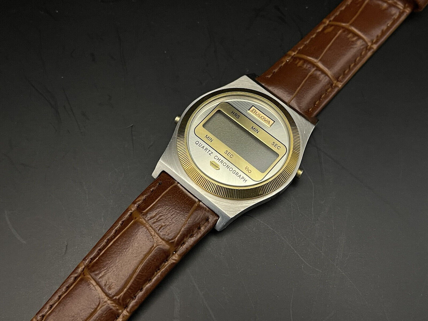 Vintage Bulova Digital Chronograph Quartz 36mm Gents Watch, Swiss Made - Grab A Watch Co