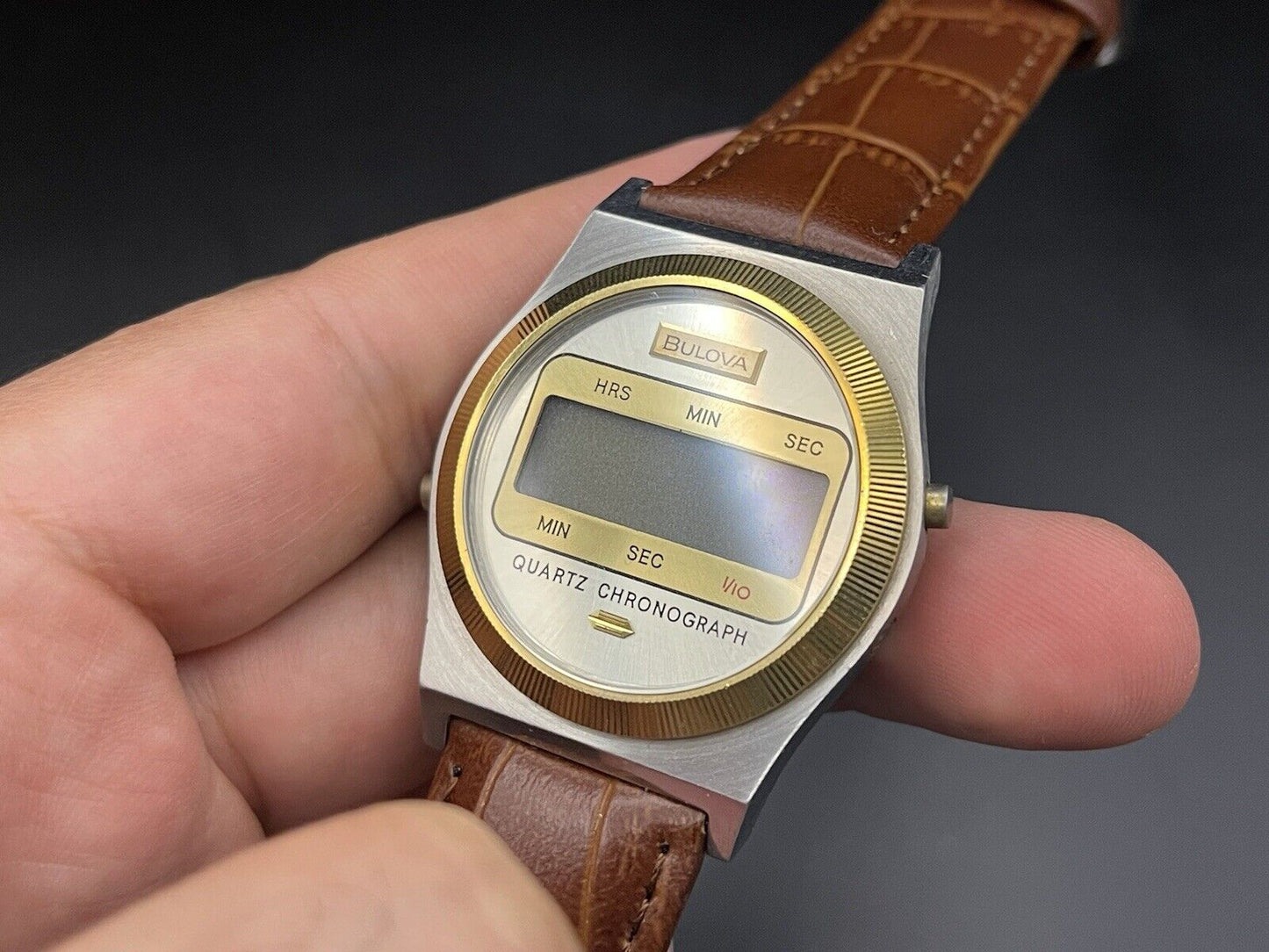 Vintage Bulova Digital Chronograph Quartz 36mm Gents Watch, Swiss Made - Grab A Watch Co